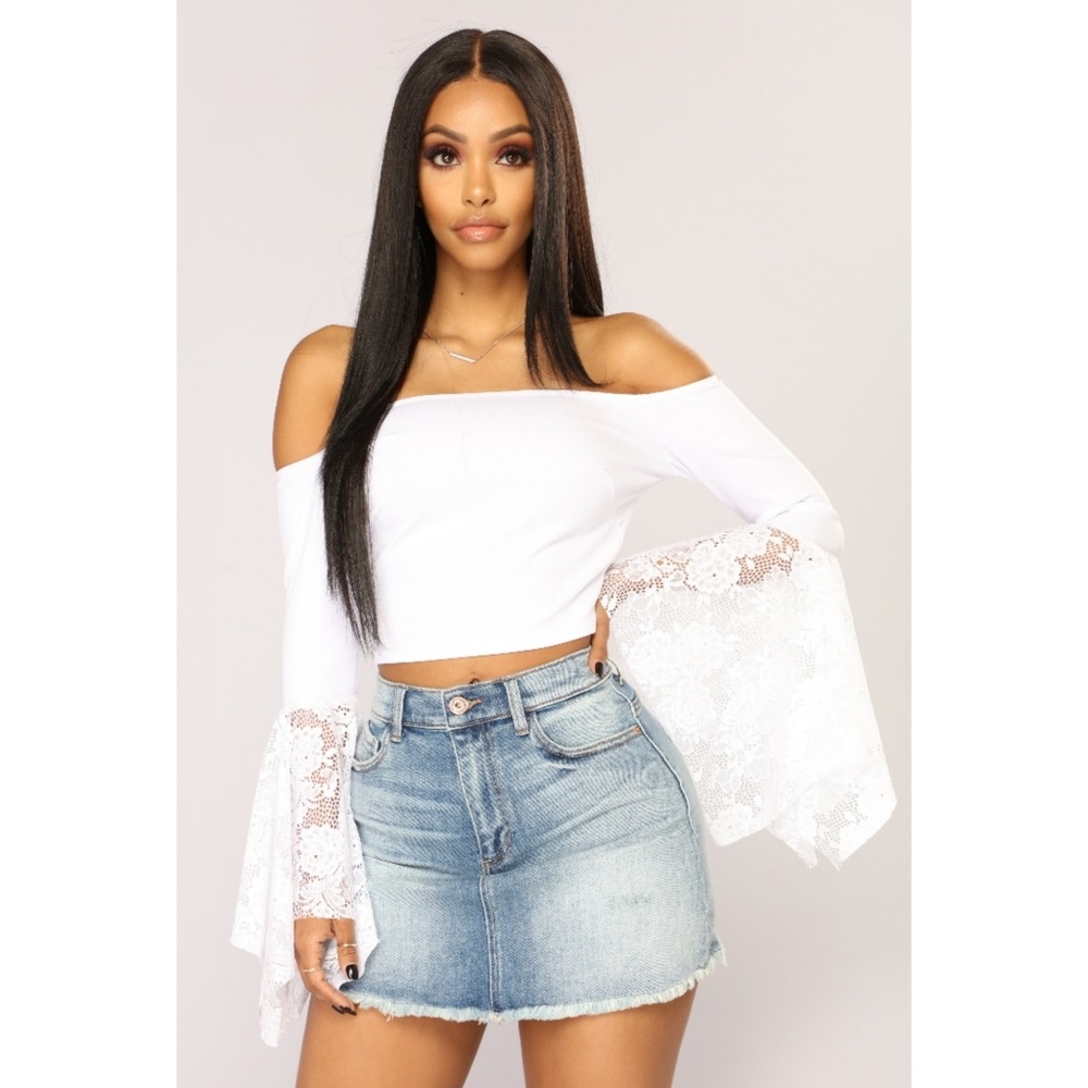 Fashion Nova white off shoulder long sleeve top